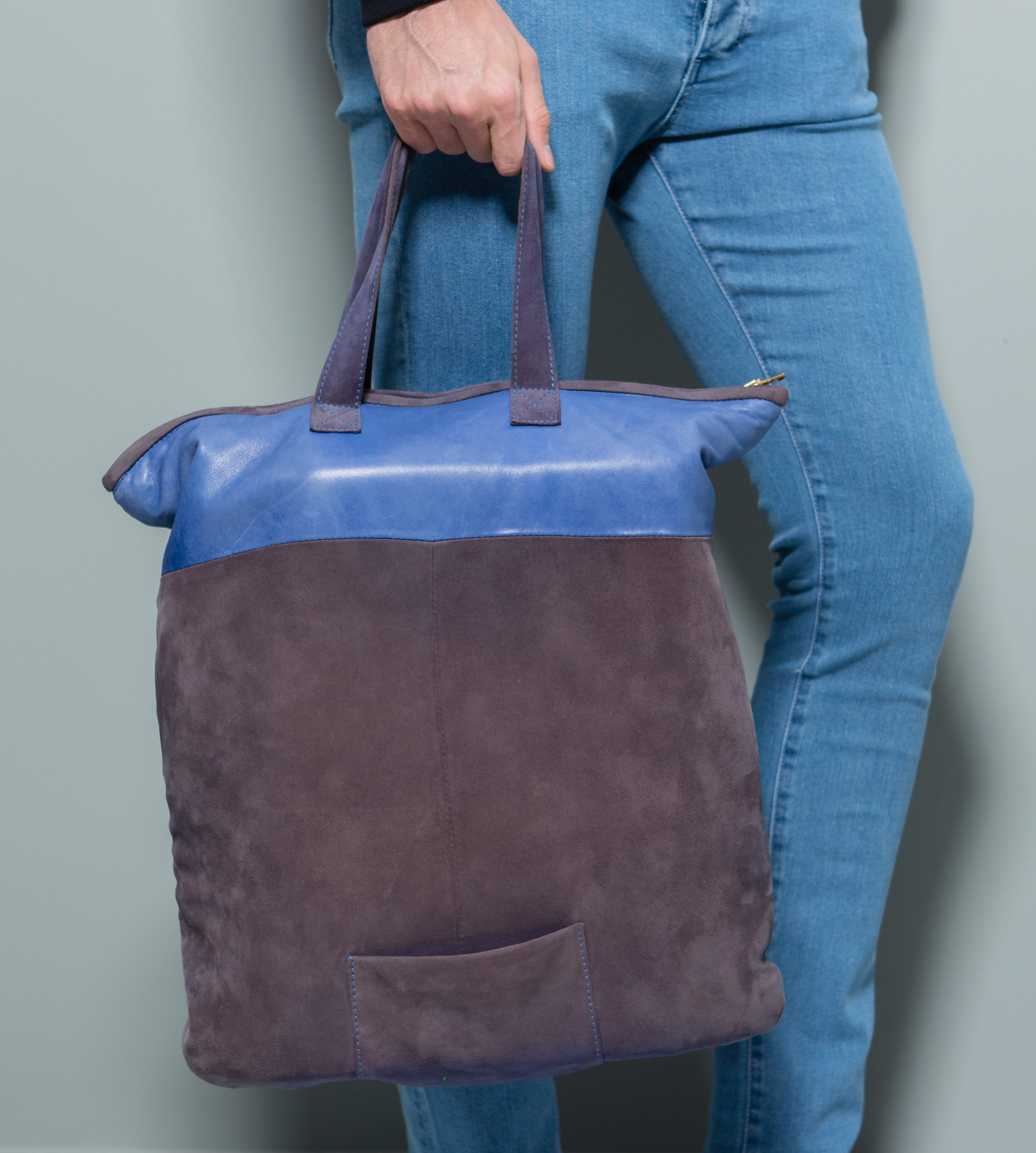 navy suede tote