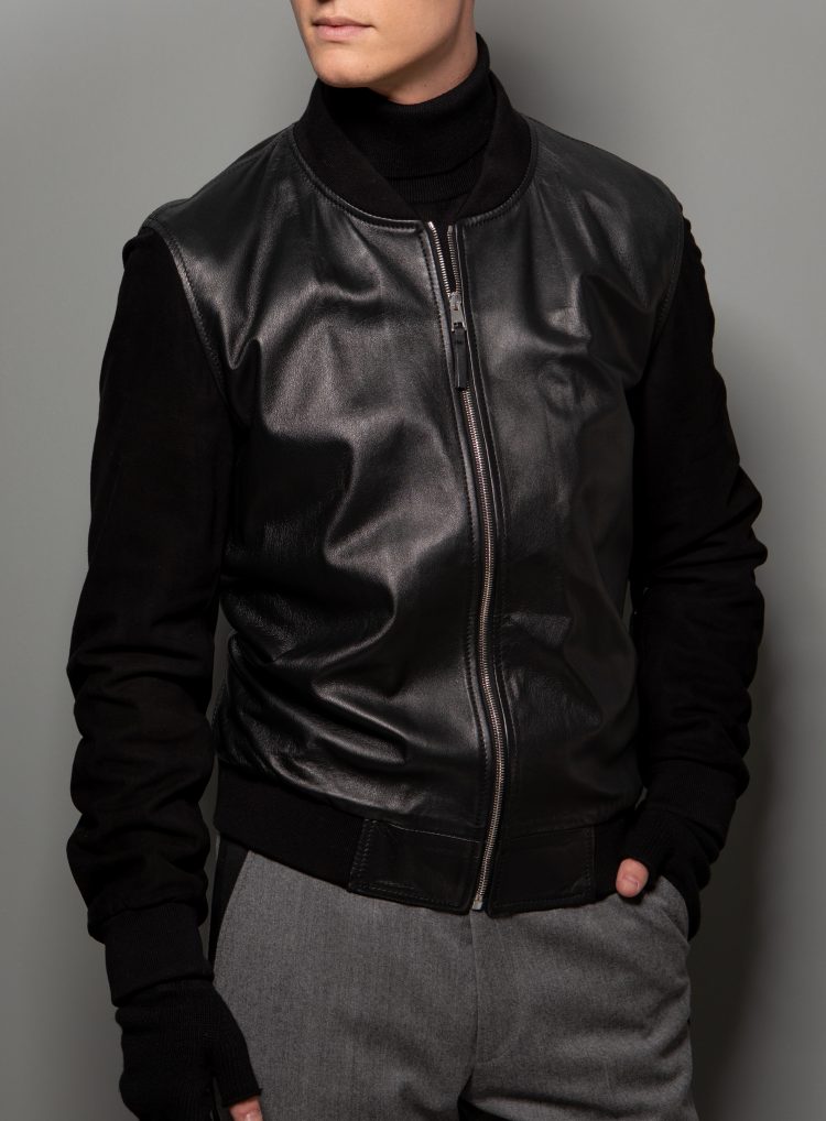 Black Leather & Suede Bomber Jacket — Stephen F